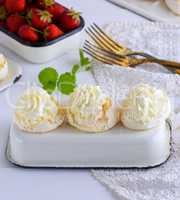 baked cakes of whipped egg whites and cream