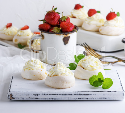 baked cake of whipped proteins and cream