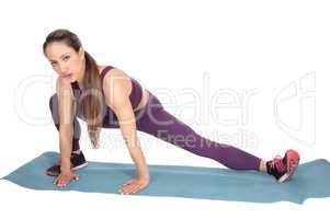Woman stretching in exercise outfit