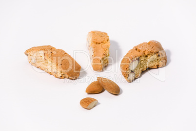 Almond cantuccini on white background