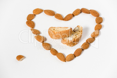 Cantuccini with almonds heart shape