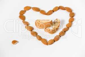 Cantuccini with almonds heart shape