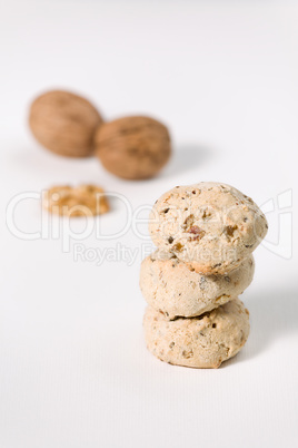Cavallucci, typical Italian cookies with walnut and candied frui