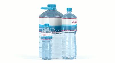 Water bottles on white