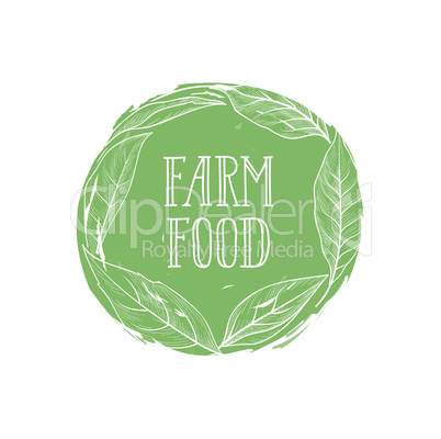 Farm natural product sign. Farm food lettering, floral label