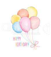 Happy birthday greeting card with balloons. Holiday party