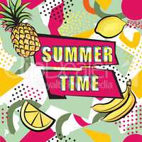 Summer time background. Abstract dotted pattern with fruits