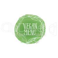 Vegetarian natural food sign. Vegan menu floral label
