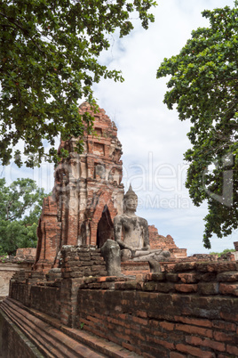 ruin in the temple complex What Maha That in Ayutthaya