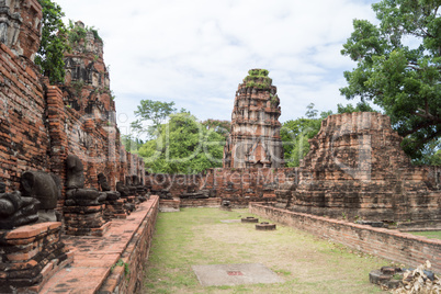 ruin in the temple complex What Maha That in Ayutthaya