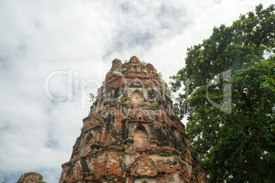 ruin in the temple complex Wat Maha That in Ayutthaya
