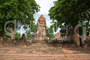 ruin in the temple complex What Maha That in Ayutthaya