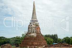 ruin in the temple complex What Maha That in Ayutthaya