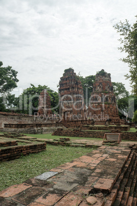 ruin in the temple complex What Maha That in Ayutthaya