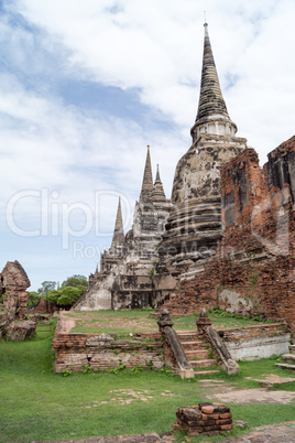 ruins in the temple complex Phra Sri Sanpet in Ayutthaya