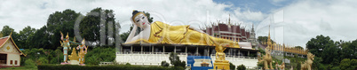 lying buddha in a newly built temple