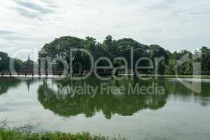 lake in the historical park in sukhothai