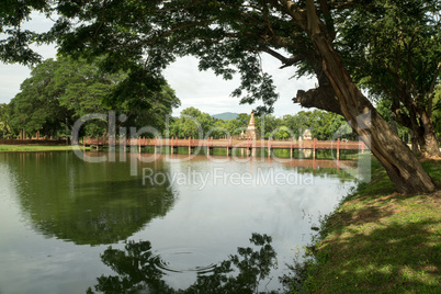 lake in the historical park in sukhothai