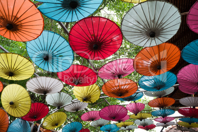 paper umbrellas in the paper manufacture  San Kampheng