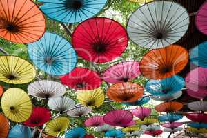 paper umbrellas in the paper manufacture  San Kampheng