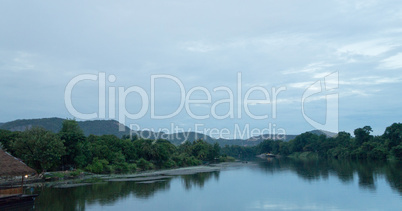 Boat trip on the river Kwai with sunset