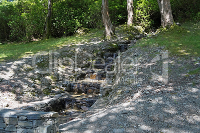 Stairs waterfall at the kylemore abbey