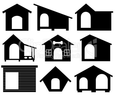 Set of different dog houses