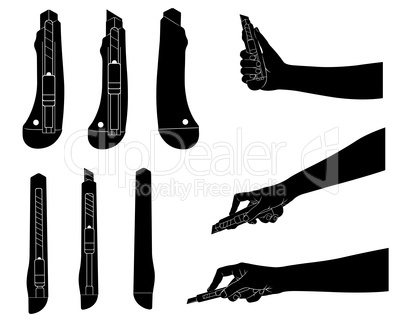 Set of different utility knives