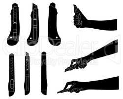 Set of different utility knives