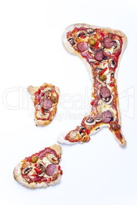 Pizza in Form der italienischen Halbinsel