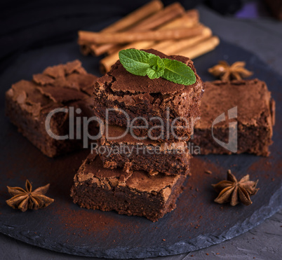 square pieces of baked chocolate cake