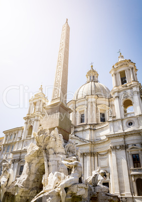 The Fountain of the four rivers in the middle of Piazza Navona in Rome