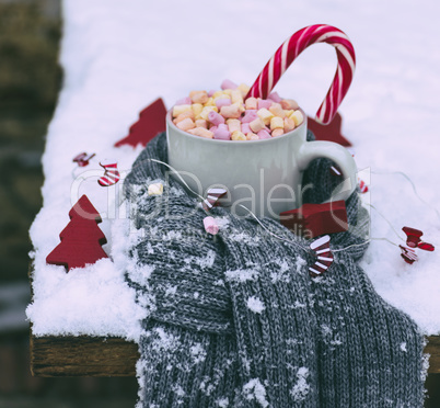 hot chocolate with marshmallow and candy