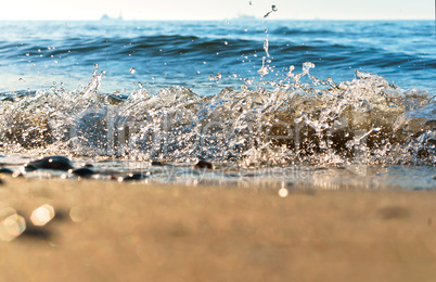 sea wave, the excitement on the shore sea, sea water foam, the water is boiling