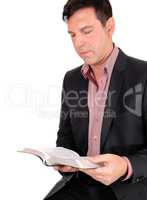 Middle age man reading his bible