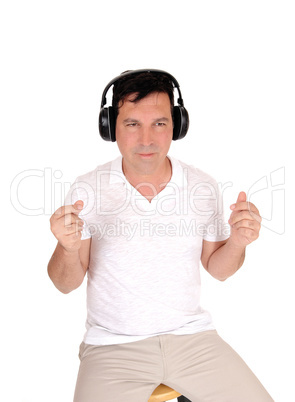 Man enjoying listening to music