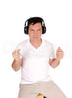 Man enjoying listening to music
