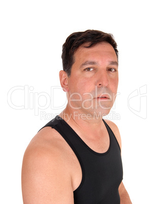 Portrait of middle age man in black t-shirt