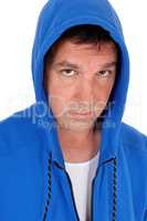 Portrait of man in blue hoody