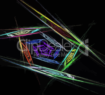 image of one Digital Fractal on Black Color