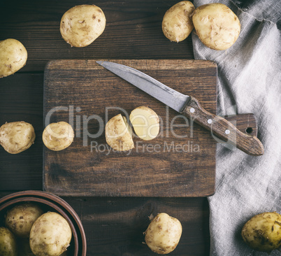 young fresh potatoes, top view