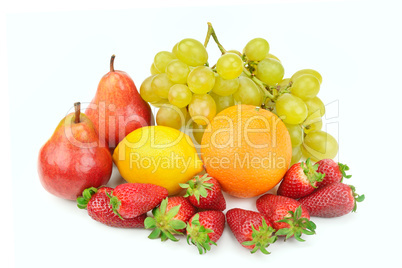 Fruit and berries isolated on white background.