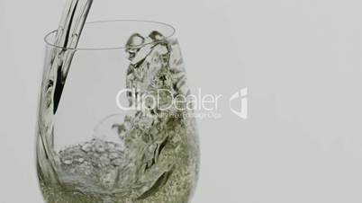 White vine poured in glass goblet