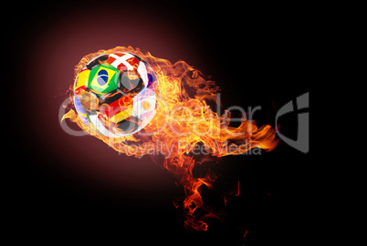 Soccer ball with fire