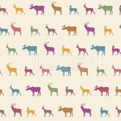 Animal silhouette seamless pattern. Wildlife ornamental background