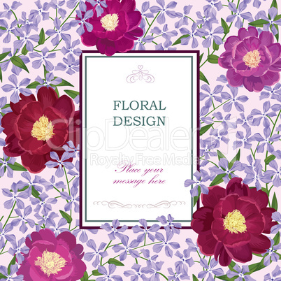 Floral background. Flower bouquet vintage cover. Flourish card w