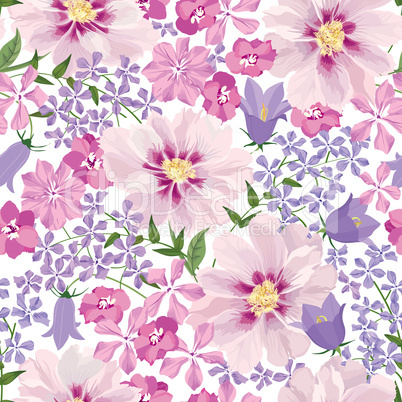 Floral seamless pattern. Flower background. Flourish spring garden