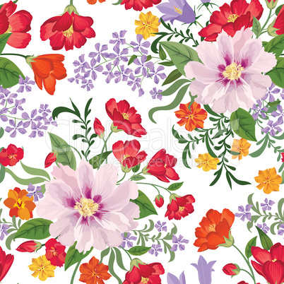 Floral seamless pattern. Flower background. Flourish spring garden