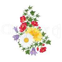 Flower bouquet. Floral frame. Flourish greeting card. Summer décor