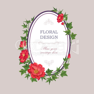 Floral frame Summer greeting card. Flower bouquet background